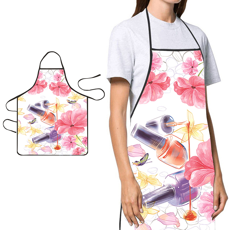 Kitchen And Baking - 〔YS1〕ผ้ากันเปื้อนสำหรับทำเล็บ พิมพ์ลายสวยงาม สำหรับครัวเรือน ผู้หญิง ใช้ทำความสะอาดบ้าน ทำอาหาร