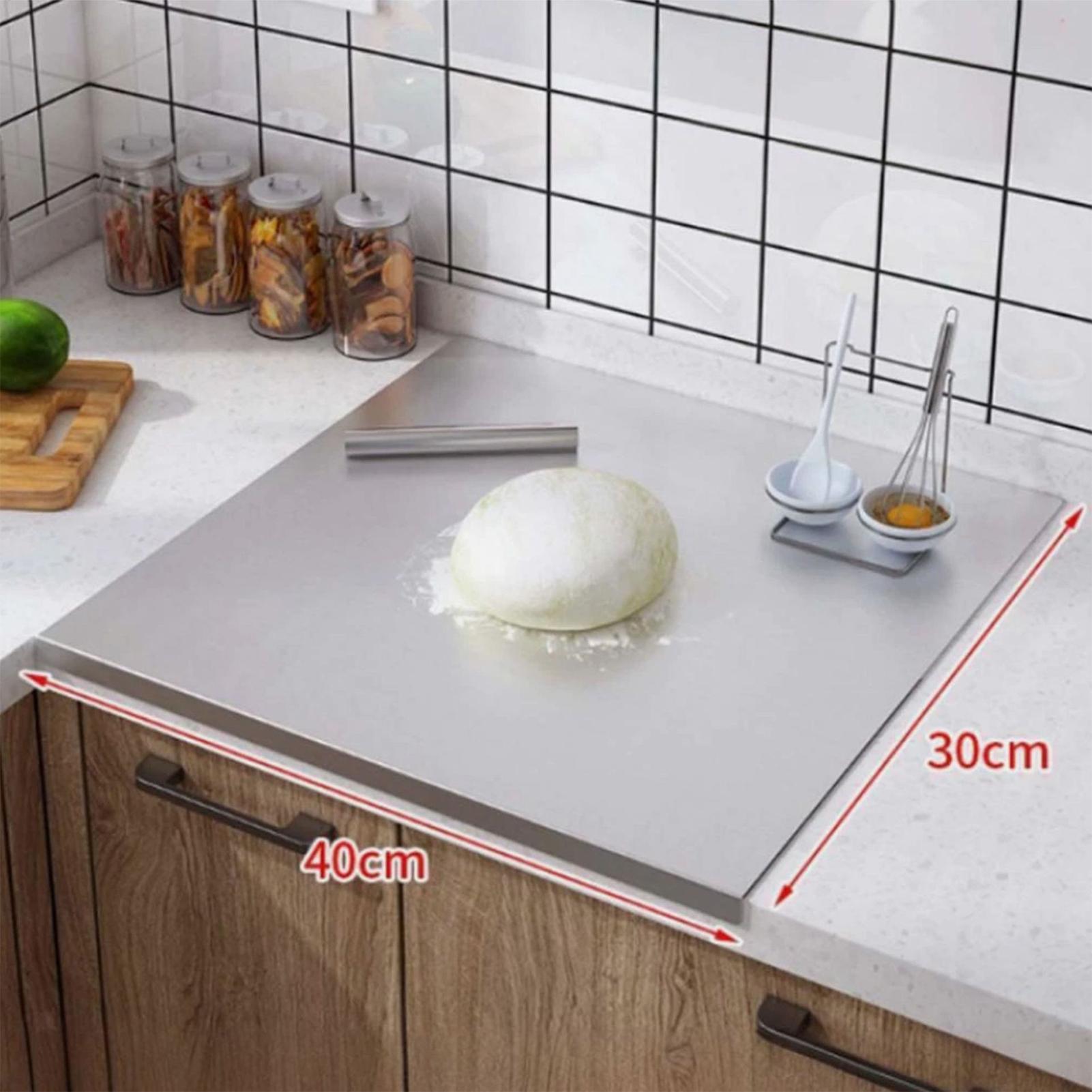 Kitchen And Baking - เขียงสแตนเลสแบบไม่ติดกระทะสองด้าน สำหรับหั่นเนื้อ ผัก อุปกรณ์ครัวสำหรับทำอาหาร ชาร์คูเทอรี และเตรียมอาหาร