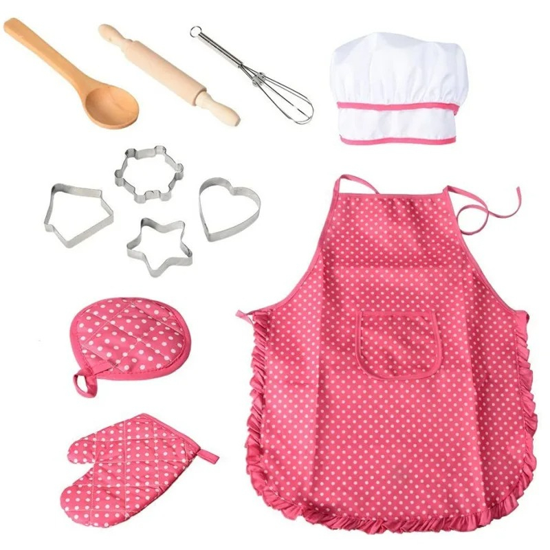 Baking Kitchen Set Up - ชุดอุปกรณ์ทำขนมสำหรับเด็ก 11 ชิ้น ชุดเชฟ ชุดทำอาหาร ผ้ากันเปื้อน