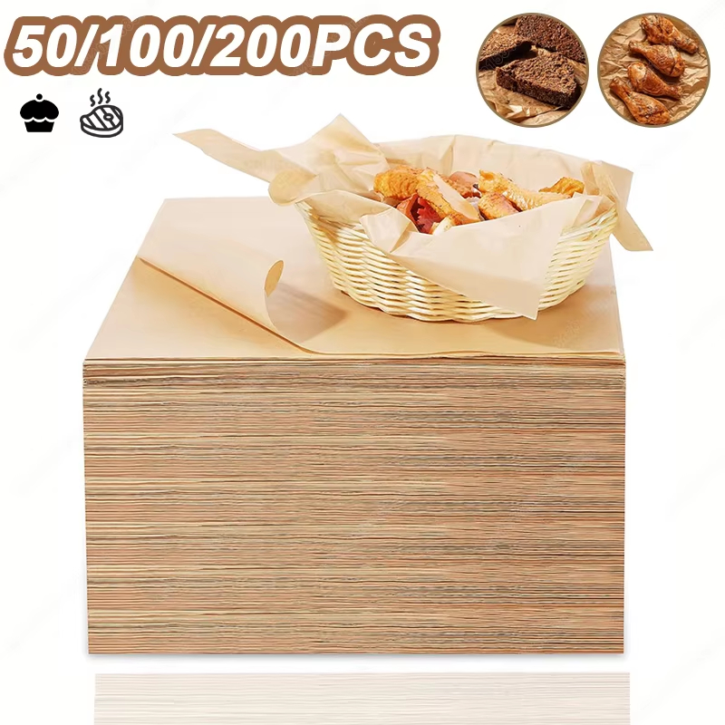 Kitchen Bakery - 50/100/200PCS กระดาษรองอบ Parchment แผ่นอบเตาอบ Air Fryer