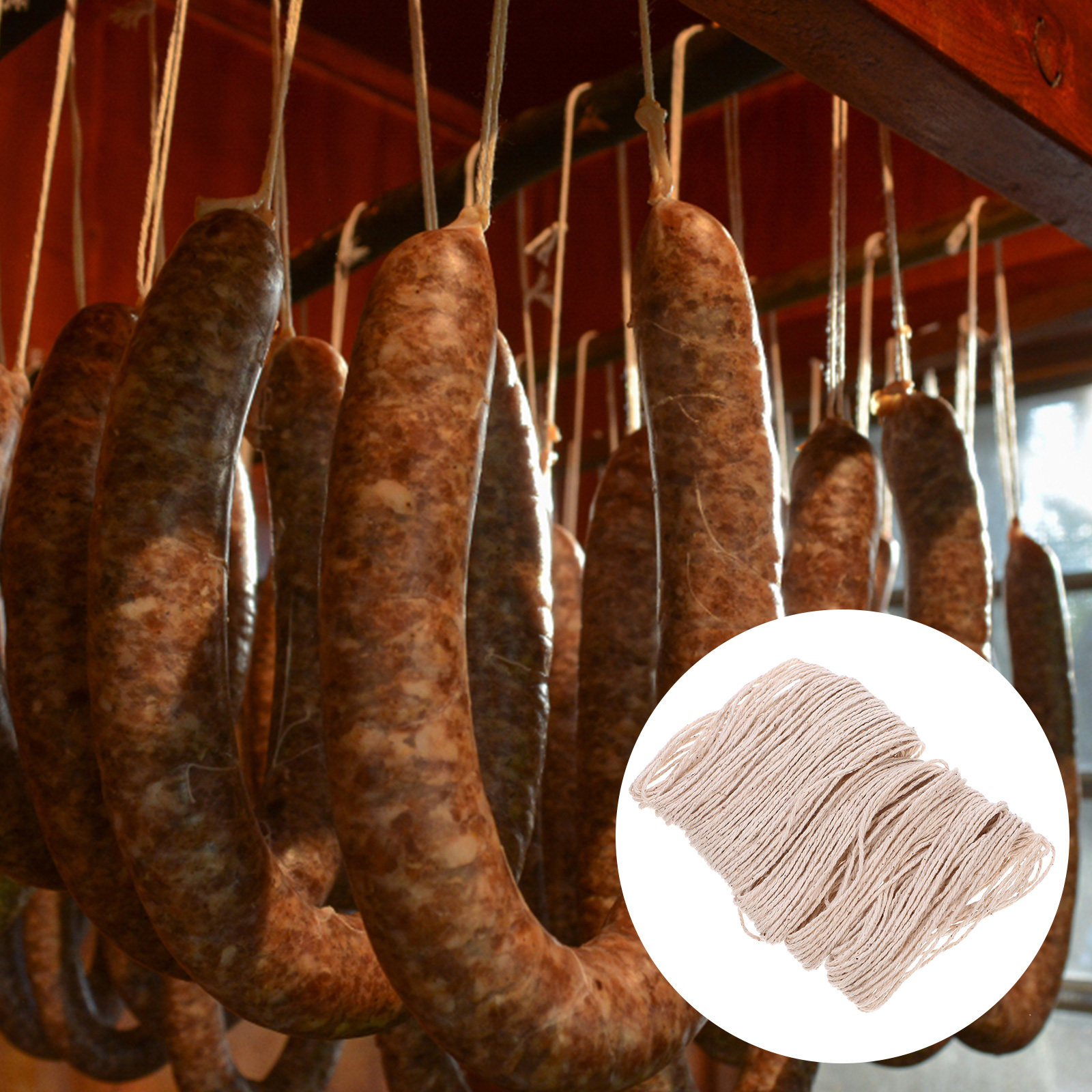 Kitchen Baking Twine - เชือกฝ้ายความแข็งแรงสูงสำหรับมัดเนื้อ ไส้กรอก แฮม หมู ใช้ในครัว อบ