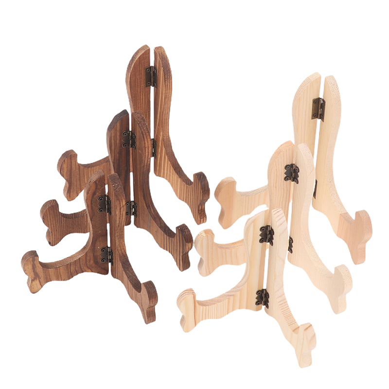 Kitchen Baking Rack - ชั้นวางตกแต่งพับได้1ชิ้นขาตั้งไม้สไตล์เรโทรจานจัดเก็บจานเค้กชาชั้นวางบ้านโต๊ะในครัวเครื่องประดับ