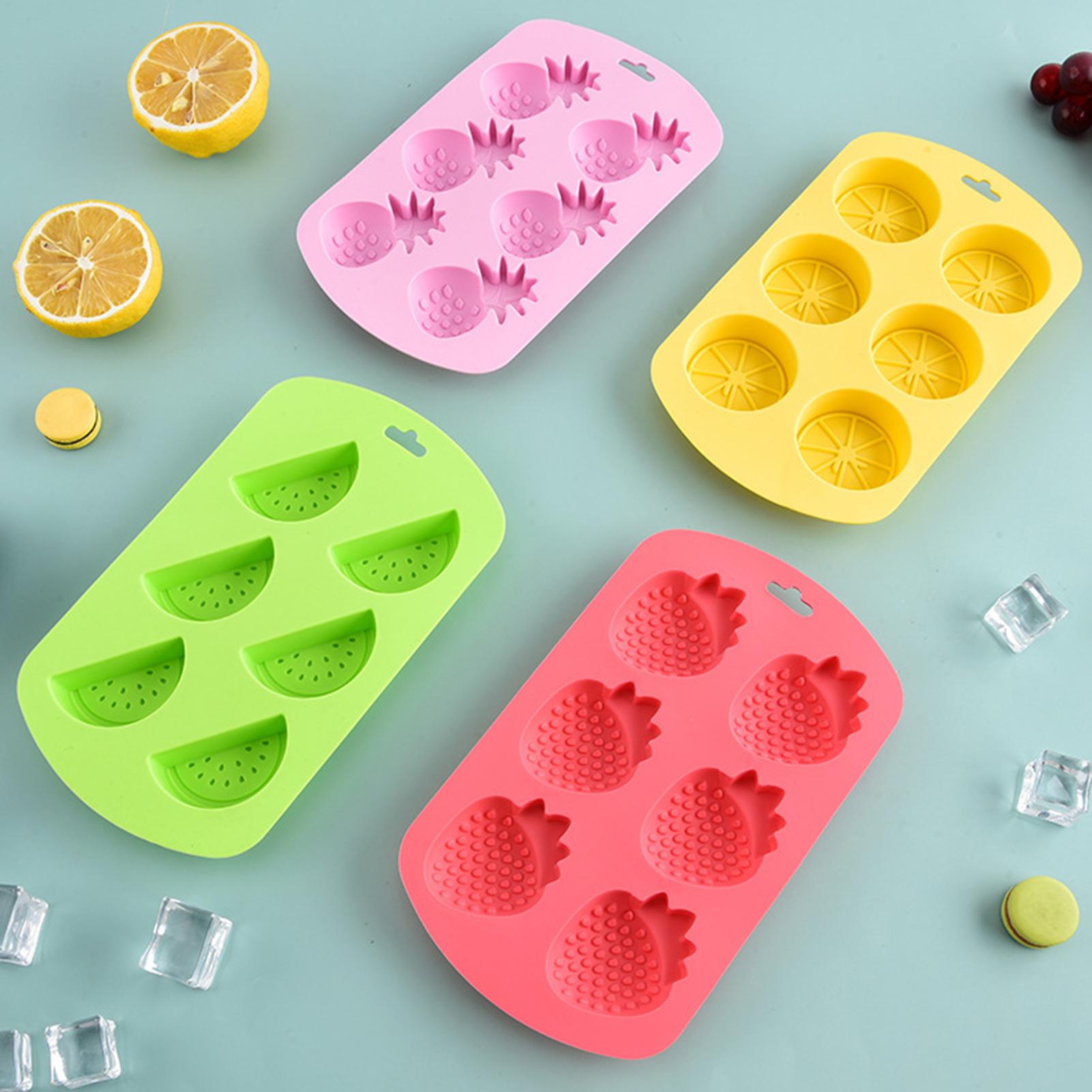Kitchen Baking Molds - แม่พิมพ์ซิลิโคนรูปผลไม้ 6 ช่อง ไม่ติดกระทะ ใช้ซ้ำได้ สำหรับทำขนม