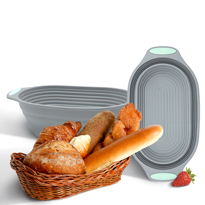 Kitchen Tools For Baking - ตะกร้าซิลิโคนพับได้ 1 ชิ้น สำหรับพักแป้งขนมปัง - ชามอบขนมปังซาวโดว์