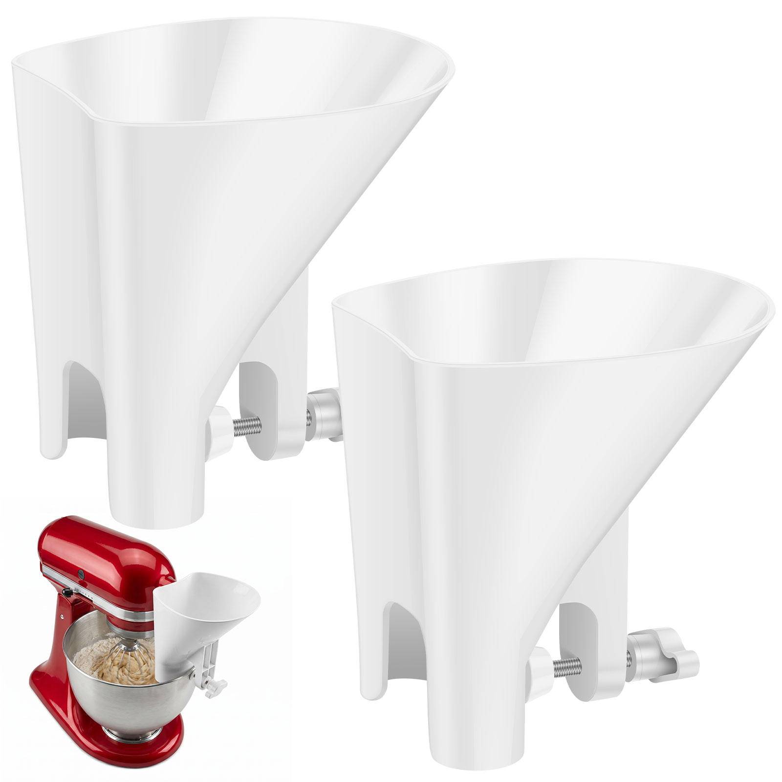 Kitchen Aid Baking Mixer - กรวยรับแป้งกันหก สำหรับเครื่องผสมอาหารขนาด 4.5-7 ควอร์ต ปากกว้าง ป้องกันการไหลตก