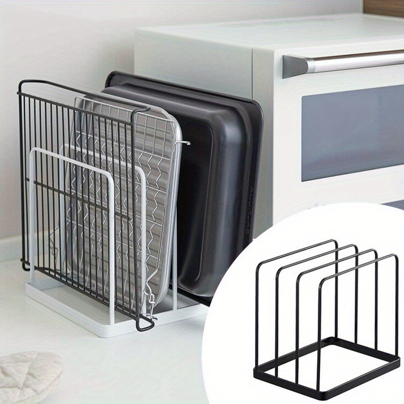 Kitchen Baking Rack - ชั้นวางเขียงแนวตั้งสี่ชั้น ถาดครัว ถาดอบขนม ออแกไนเซอร์อเนกประสงค์ ชั้นวางหนังสือสำนักงานแบบเคลื่อนย้ายได้