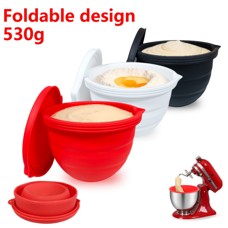 Baking Kitchen Set Up - แผ่นรองชามซิลิโคนแบบพับได้สำหรับเครื่องผสมอาหารขนาด 5 ควอร์ต เหมาะสำหรับอุปกรณ์ทำอาหารและอุปกรณ์อบขนมในครัว ลิฟท์-อัพ มิ