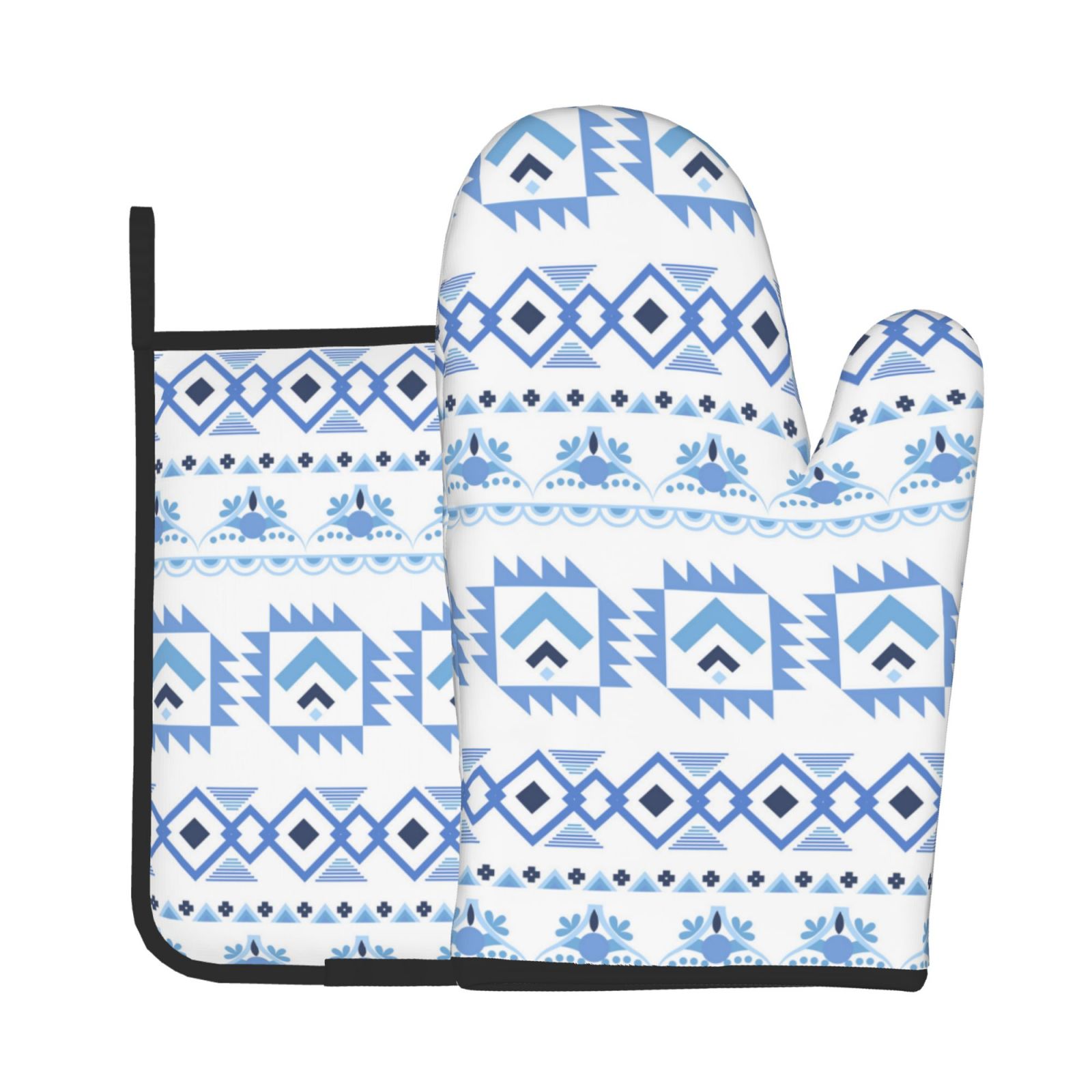 Kitchen Baking Gloves - ถุงมือ tatakan panci ทนความร้อนกันลื่นเตาอบลายโบฮีเมียนสำหรับใส่อบทำอาหาร