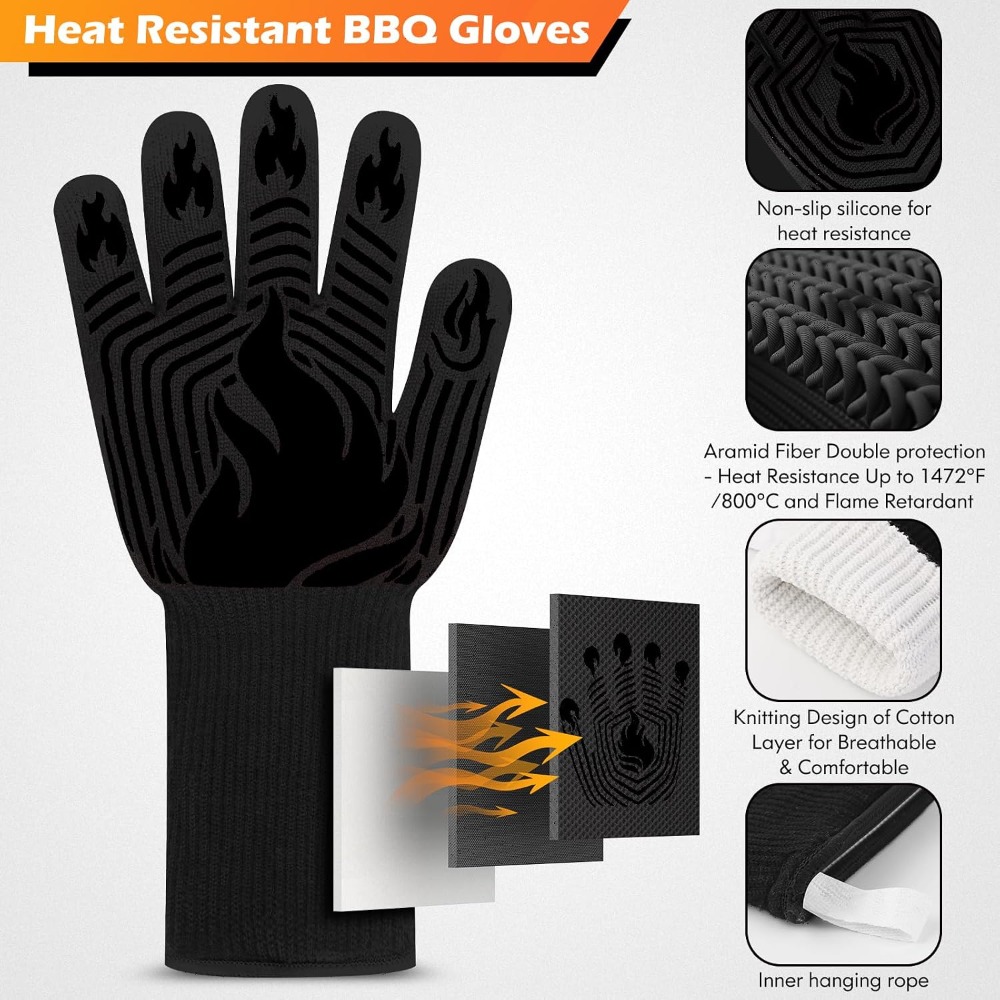 Kitchen Baking Gloves - ถุงมือบาร์บีคิว, 1472 ° ถุงมือกันความร้อน F ถุงมือกันไฟ