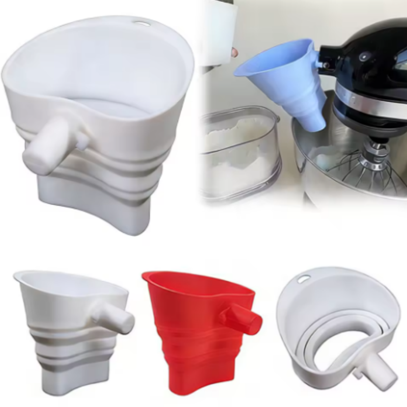 Kitchen Aid Baking Mixer - กรวยซิลิโคนสำหรับใส่แป้ง 1/3 ชิ้น สำหรับทำขนมในครัว ใช้กับเครื่องผสมอาหารแบบตั้งโต๊ะ พับเก็บได้