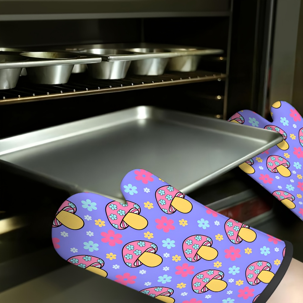 ถุงมือกันความร้อนลายดอกเห็ด ชุ - Kitchen Baking Gloves บทวิจารณ์และราคา