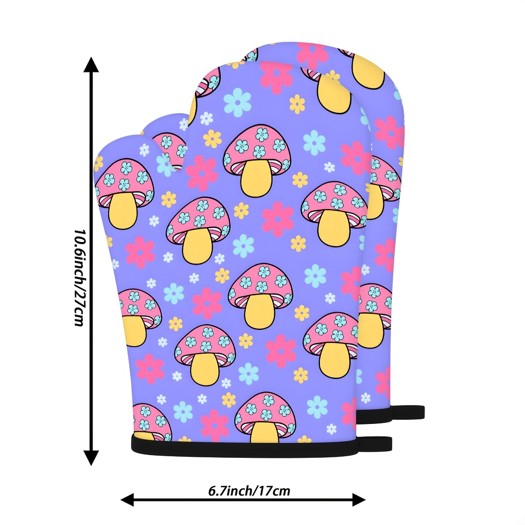 ถุงมือกันความร้อนลายดอกเห็ด ชุ - Kitchen Baking Gloves บทวิจารณ์และราคา